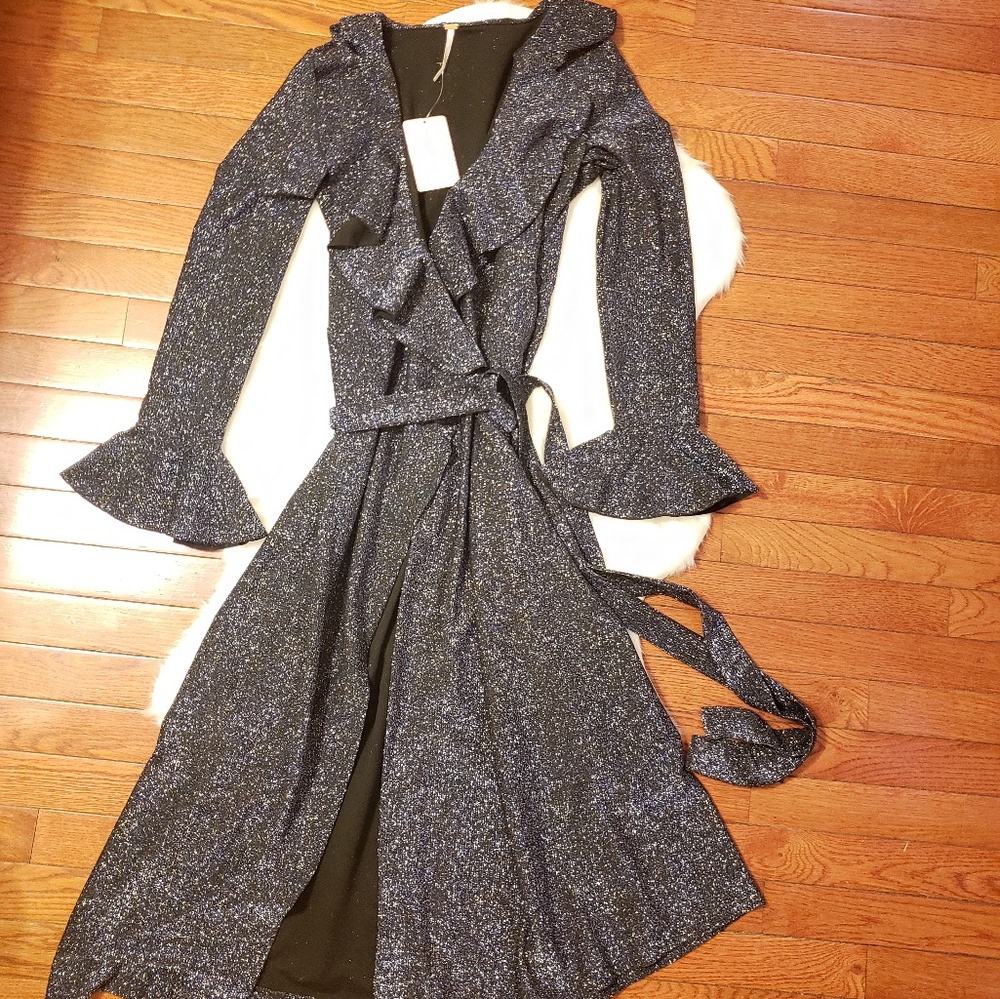 Free People One More Time Shimmer Midi Wrap Dress - Picture 5 of 8